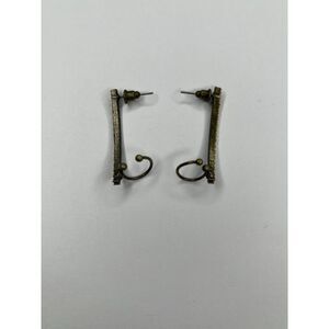 Vintage Bronze Curved Statement Earrings with Unique Spiral Design